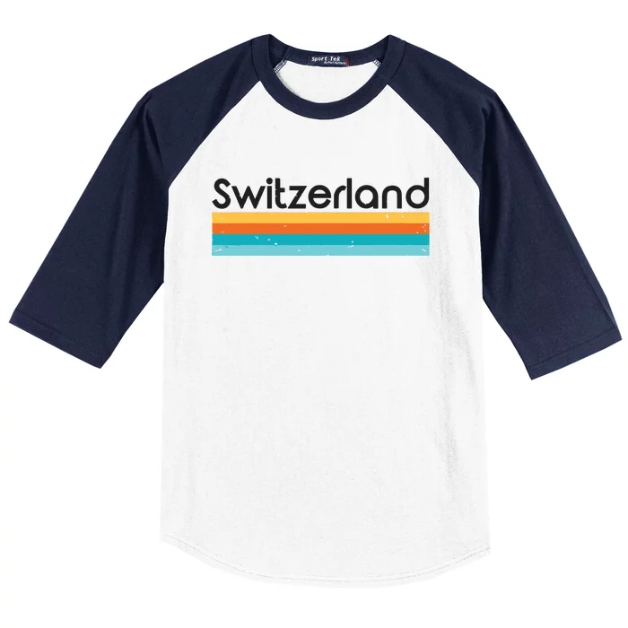 Vintage Switzerland Retro Design Baseball Sleeve Shirt