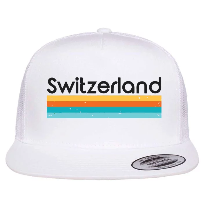 Vintage Switzerland Retro Design Flat Bill Trucker Hat