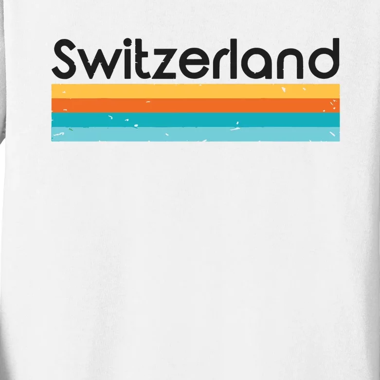 Vintage Switzerland Retro Design Kids Long Sleeve Shirt