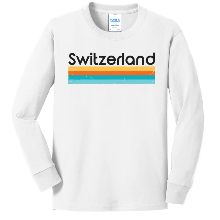 Vintage Switzerland Retro Design Kids Long Sleeve Shirt