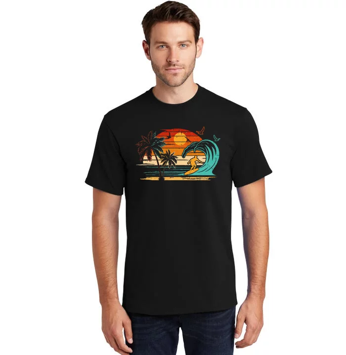 Vintage Surfer Retro Surfing Beach Surf Tall T-Shirt