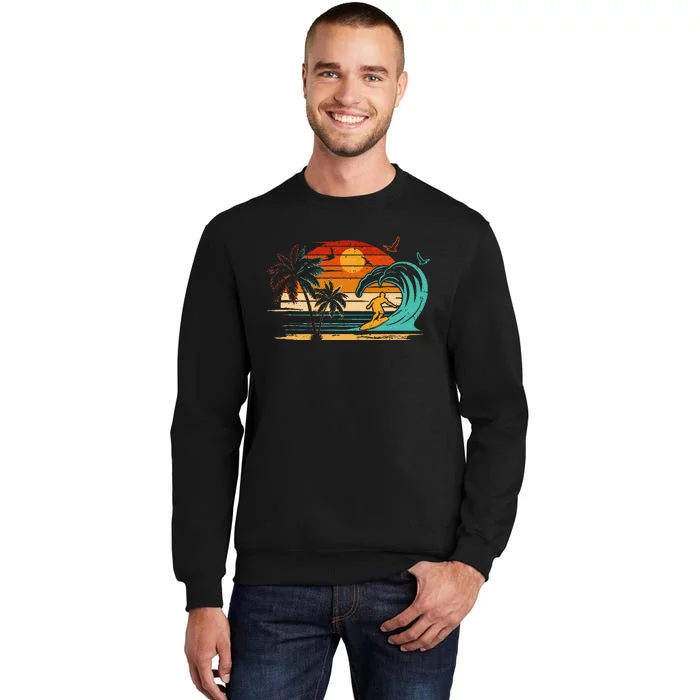 Vintage Surfer Retro Surfing Beach Surf Tall Sweatshirt