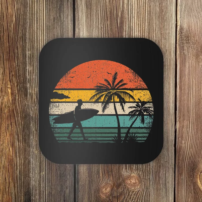 Vintage Surfing Retro Surf Style Palm Tree For Surfers Coaster