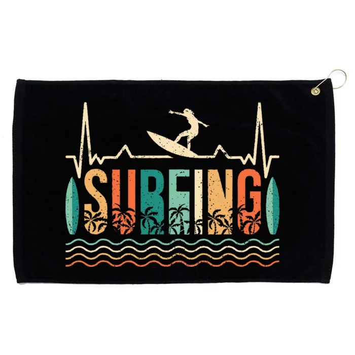 Vintage Surfer Retro Surfing Beach Surf Summer Vacation Surf Grommeted Golf Towel