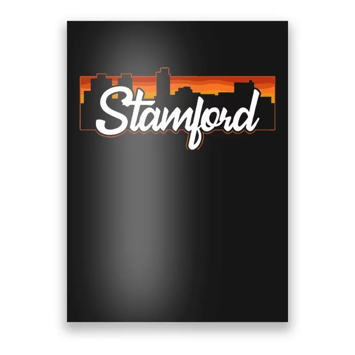 Vintage Style Retro Stamford Connecticut Sunset Skyline Poster