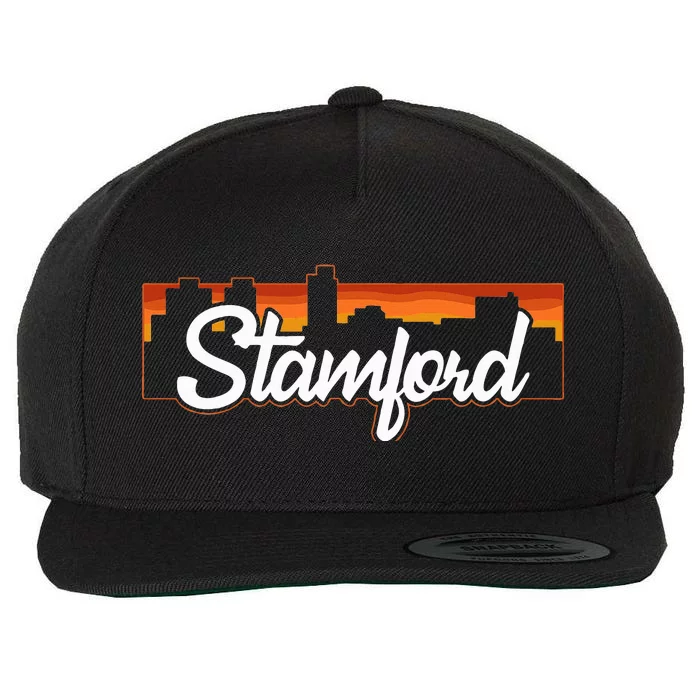 Vintage Style Retro Stamford Connecticut Sunset Skyline Wool Snapback Cap