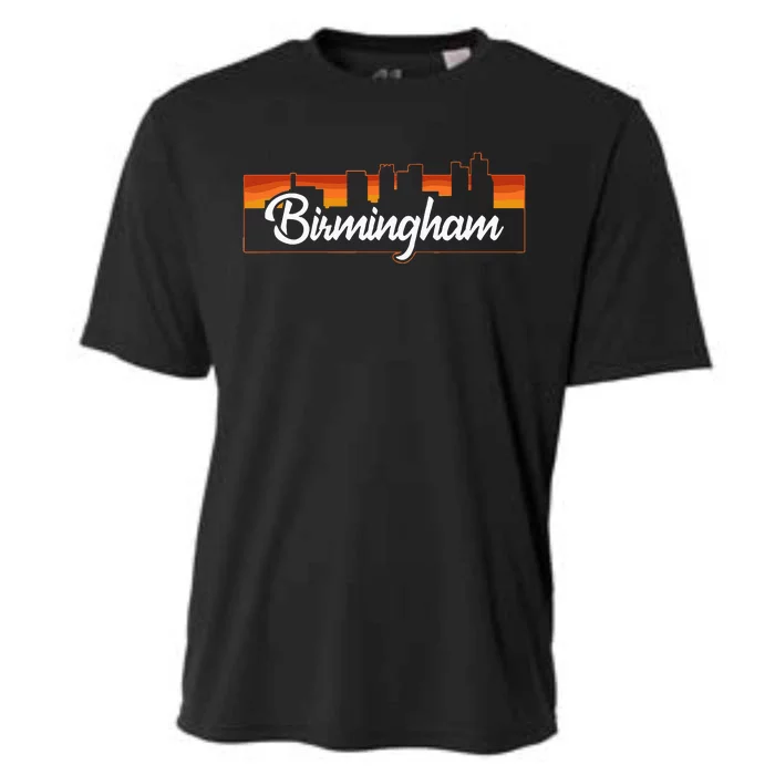 Vintage Style Retro Birmingham Alabama Sunset Skyline Cooling Performance Crew T-Shirt