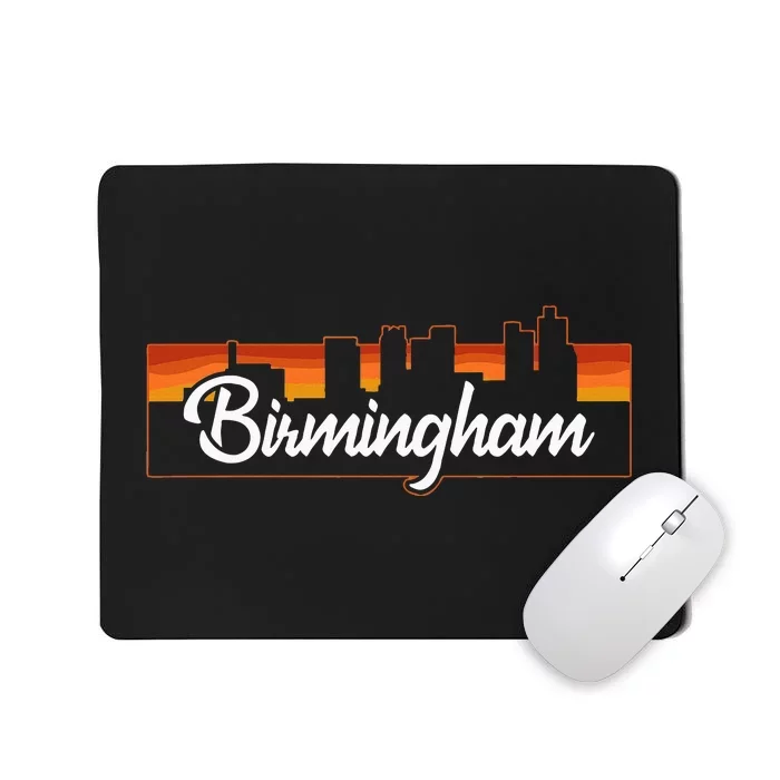 Vintage Style Retro Birmingham Alabama Sunset Skyline Mousepad