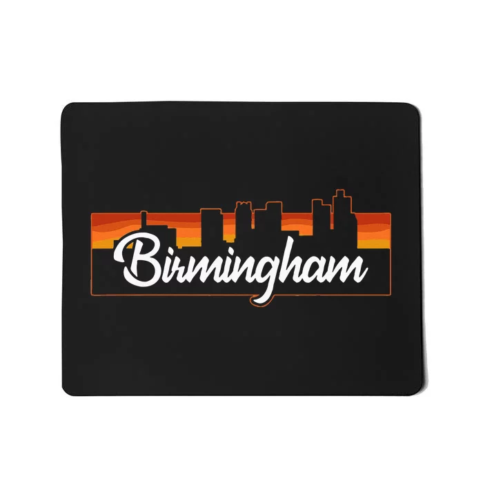 Vintage Style Retro Birmingham Alabama Sunset Skyline Mousepad