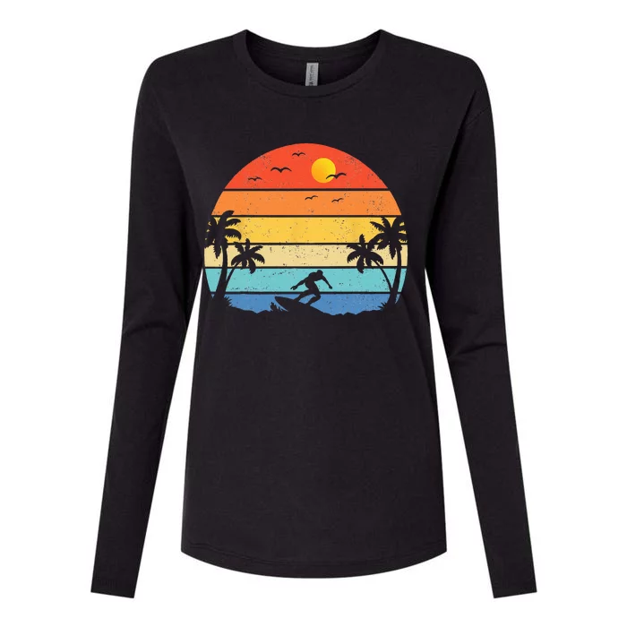 Vintage Surfer Retro Surfing Beach Surf Womens Cotton Relaxed Long Sleeve T-Shirt