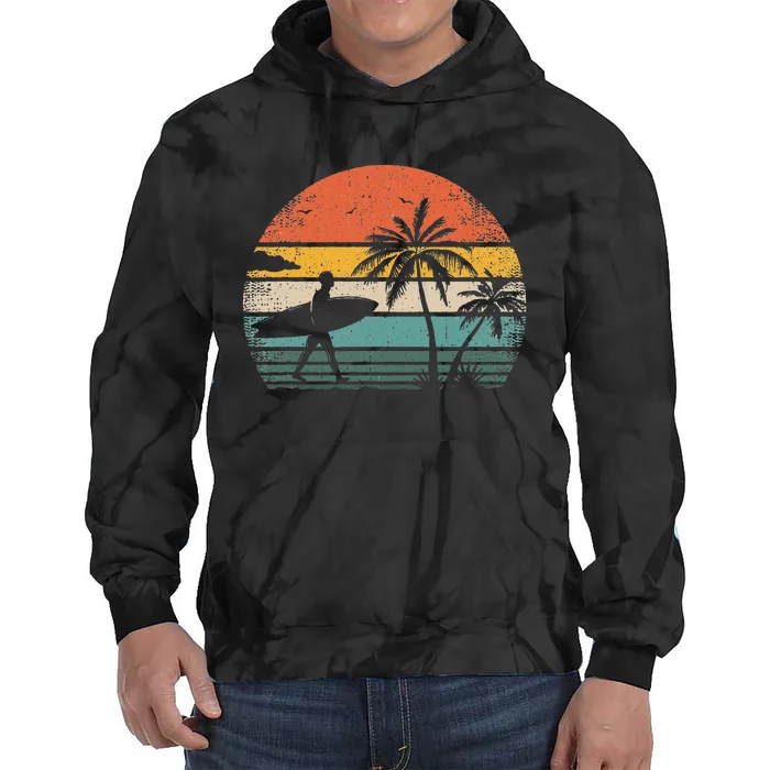 Vintage Surfing Retro Surf Style Palm Tree For Surfers Tie Dye Hoodie