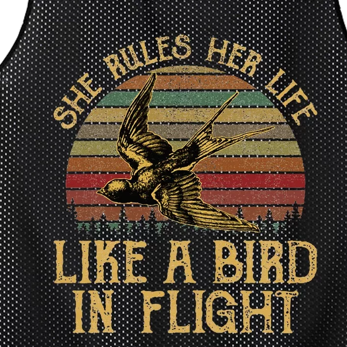 Vintage She Rules Her Life Like A Bird In Flight Gift Retro Mesh Reversible Basketball Jersey Tank