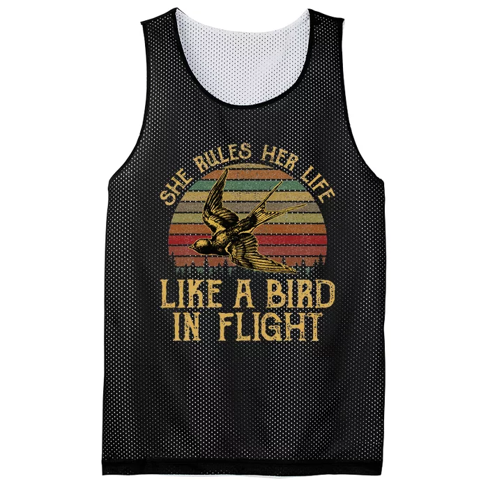 Vintage She Rules Her Life Like A Bird In Flight Gift Retro Mesh Reversible Basketball Jersey Tank