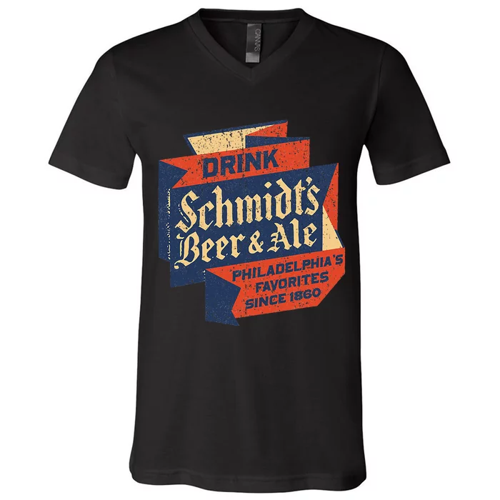 Vintage SchmidtS Retro Defunct Beer And Ale V-Neck T-Shirt