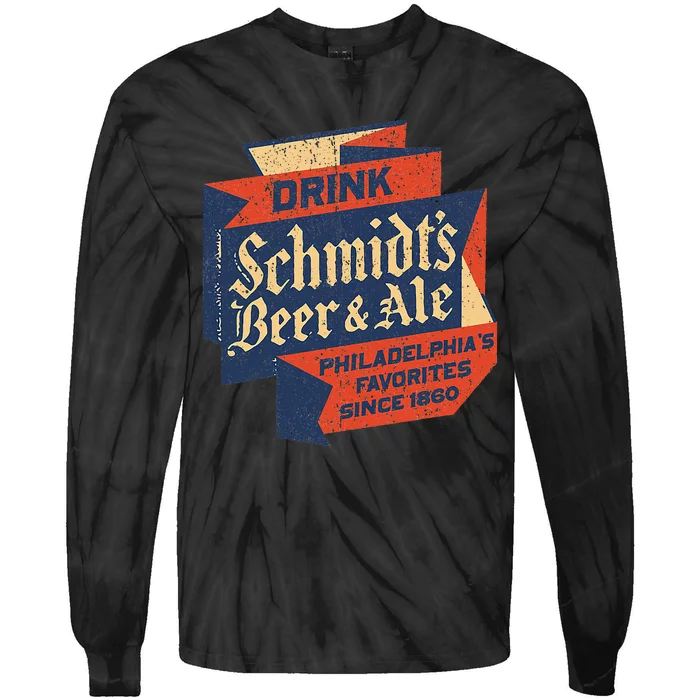 Vintage SchmidtS Retro Defunct Beer And Ale Tie-Dye Long Sleeve Shirt