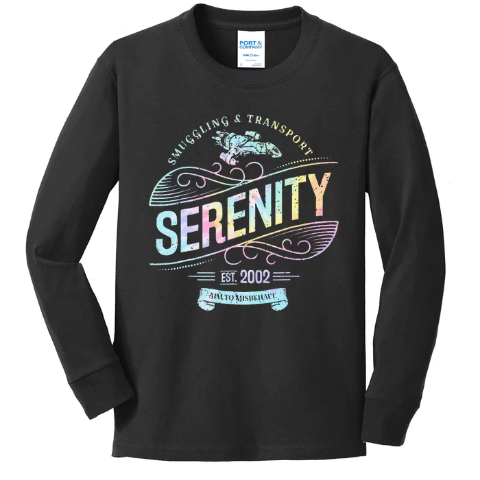 Vintage Serenity Smuggling And Transport Firefly Tie Dye Kids Long Sleeve Shirt