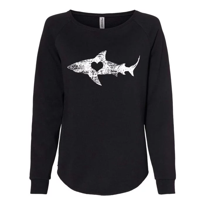 Vintage Shark Silhouette Hammerhead Shark Tiger Shark Heart Womens California Wash Sweatshirt