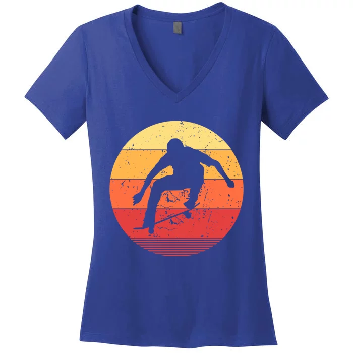 Vintage Skate Skateboarding For Skateboarder Cute Gift Women's V-Neck T-Shirt