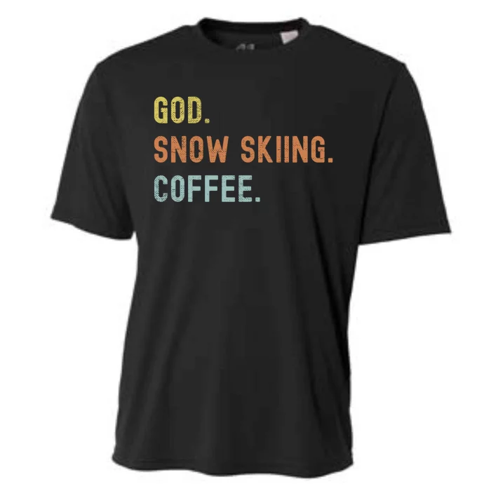 Vintages Snow Skiing And Coffee Distressed Funny Gift Cooling Performance Crew T-Shirt