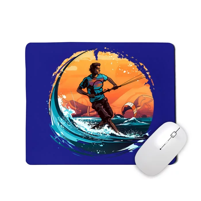 Vintage Sunset Surfing Design Kite Surfing Funny Gift Mousepad