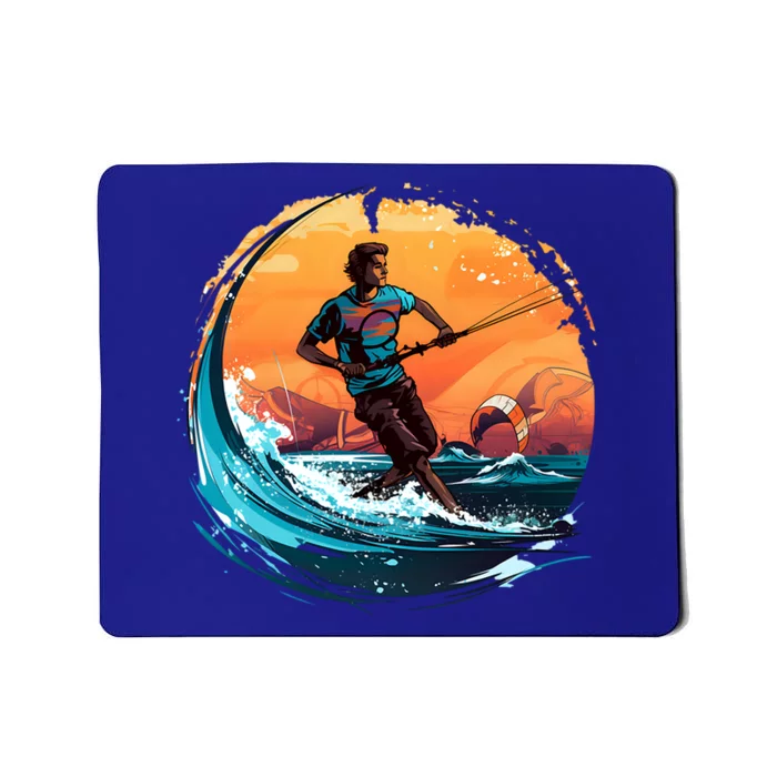 Vintage Sunset Surfing Design Kite Surfing Funny Gift Mousepad