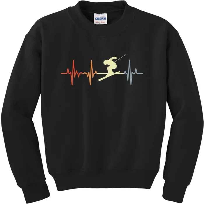 Vintage Ski Snowboarder Gift Heartbeat Snowboarding Gift For Skier Kids Sweatshirt