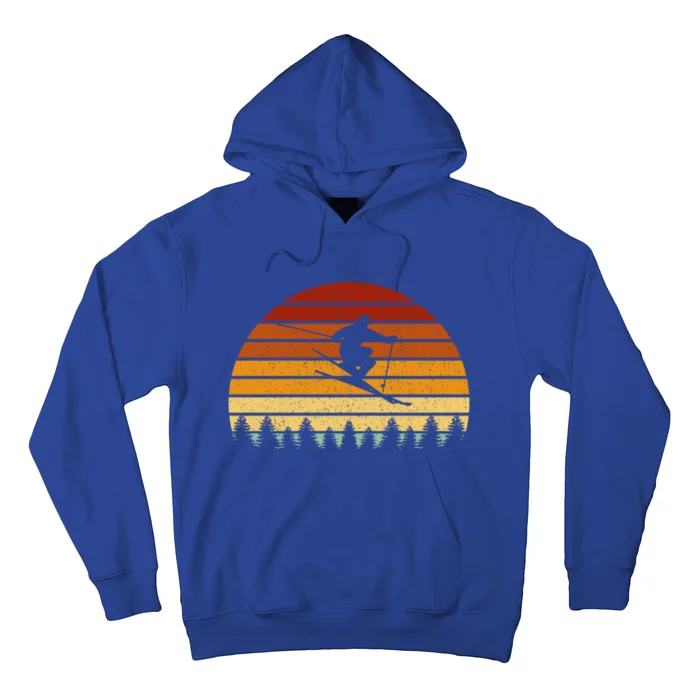 Vintage Sunset Skiing Gift For Skiers Gift Hoodie