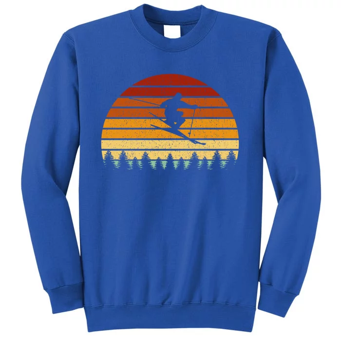 Vintage Sunset Skiing Gift For Skiers Gift Tall Sweatshirt