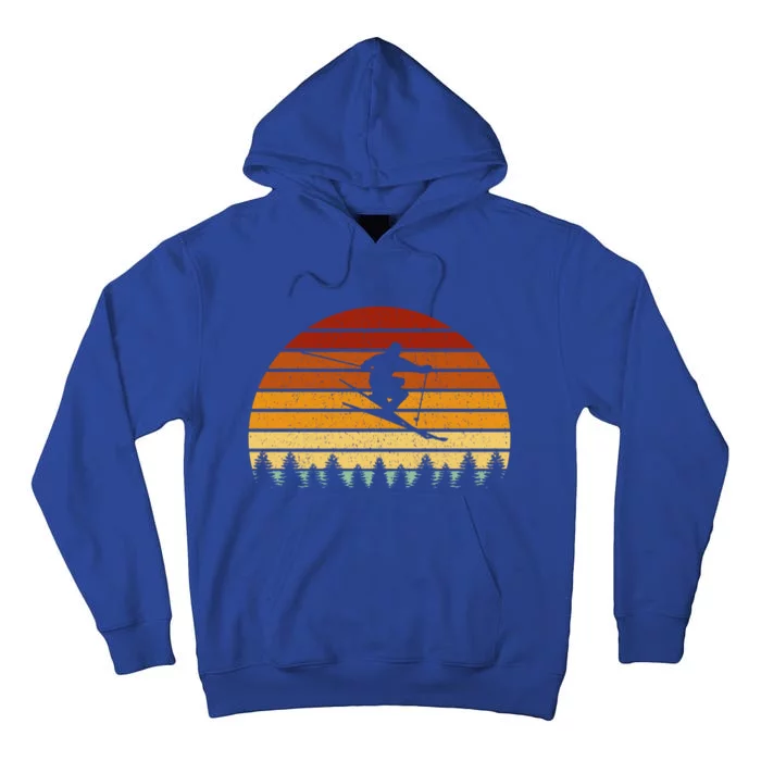 Vintage Sunset Skiing Gift For Skiers Gift Tall Hoodie