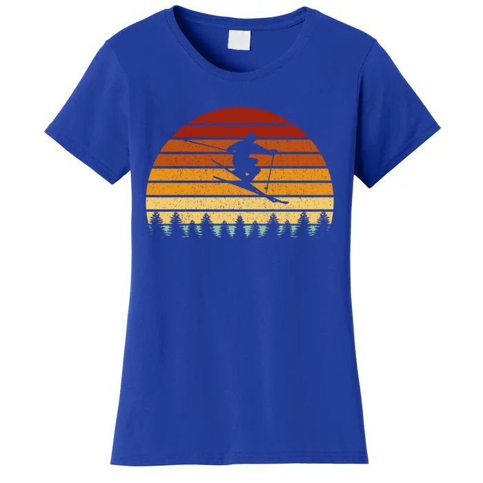 Vintage Sunset Skiing Gift For Skiers Gift Women's T-Shirt