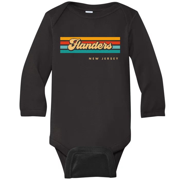 Vintage Sunset Stripes Flanders New Jersey Baby Long Sleeve Bodysuit