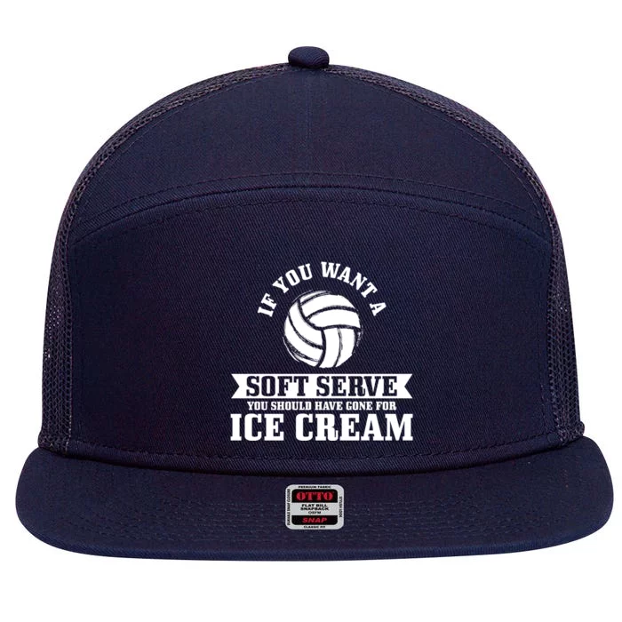 Volleyball Soft Serve Ice Cream Funny Volleyball Player Gift 7 Panel Mesh Trucker Snapback Hat