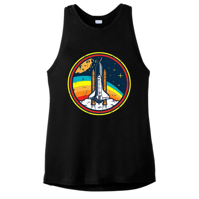 Vintage Space Shuttle Space Lover & Astronomy Stargazer Ladies Tri-Blend Wicking Tank