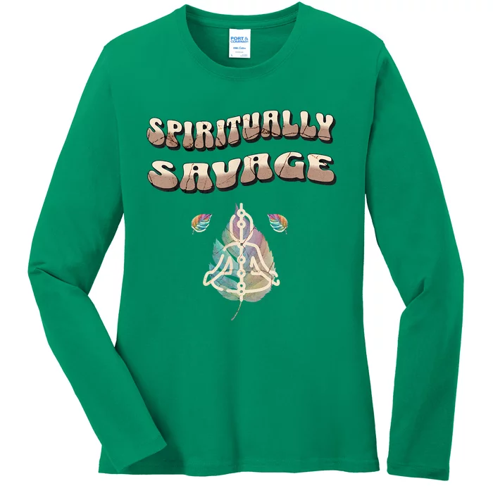 Vintage Spiritually Savage Design Ladies Long Sleeve Shirt