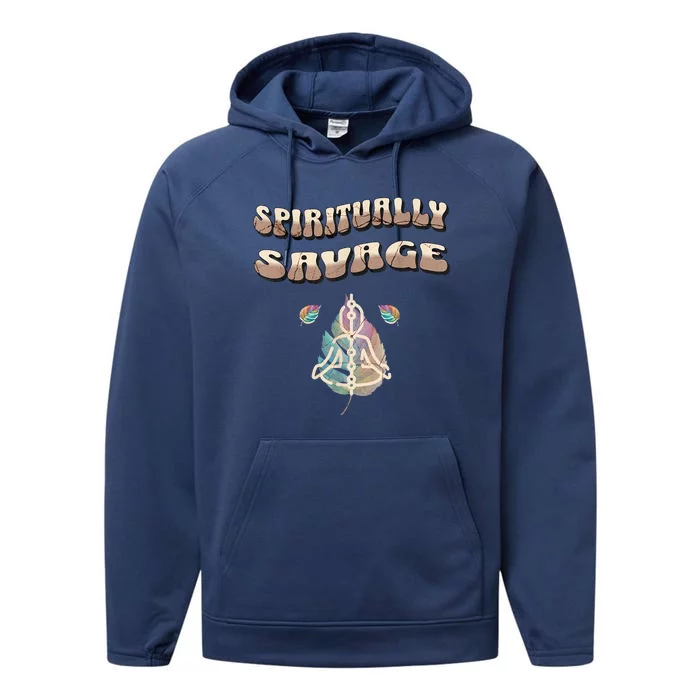 Vintage Spiritually Savage Design Performance Fleece Hoodie