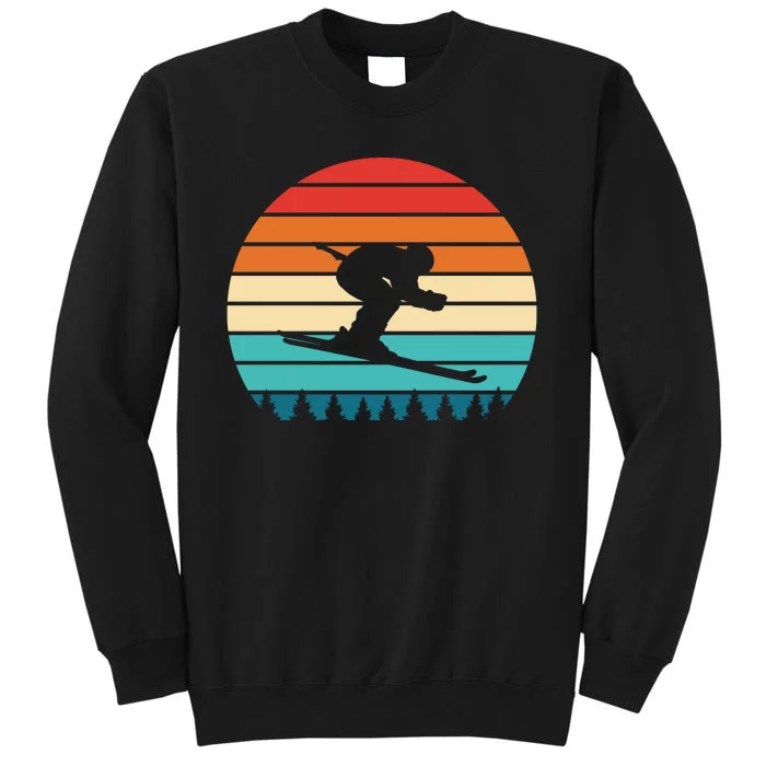 Vintage Sunset Skiing Gift For Skiers Tall Sweatshirt