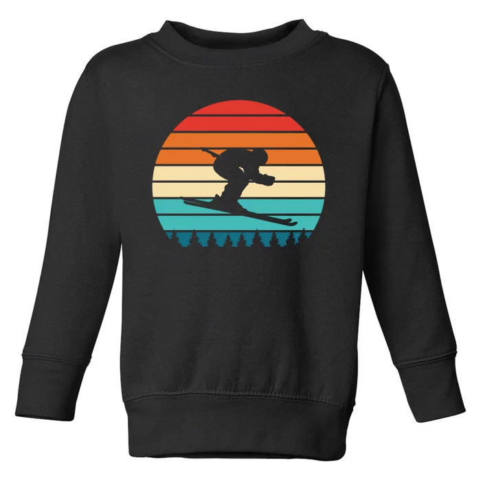 Vintage Sunset Skiing Gift For Skiers Toddler Sweatshirt