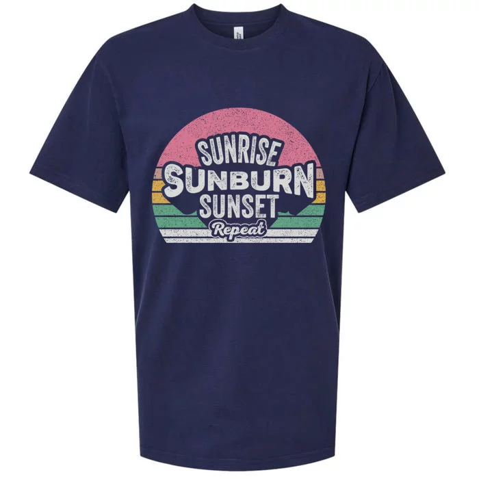 Vintage Sunrise Sunburn Sunset Repeat Beach Summer Vacation Cool Gift Sueded Cloud Jersey T-Shirt