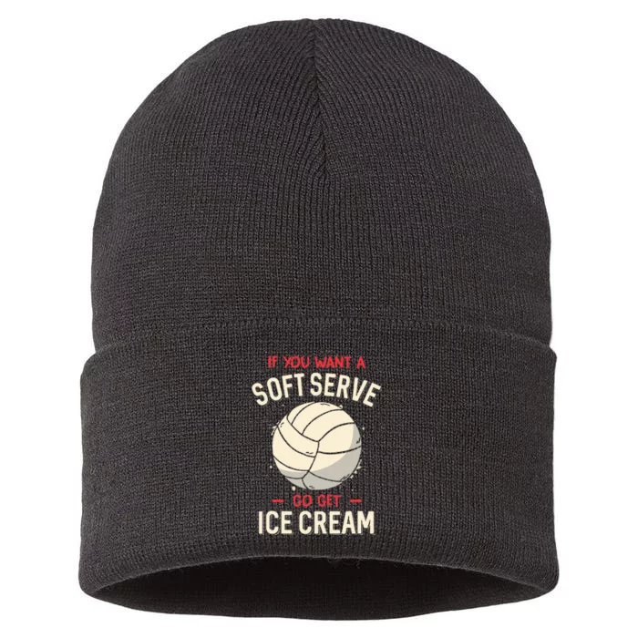 Volleyball Soft Serve Pun Design Sustainable Knit Beanie