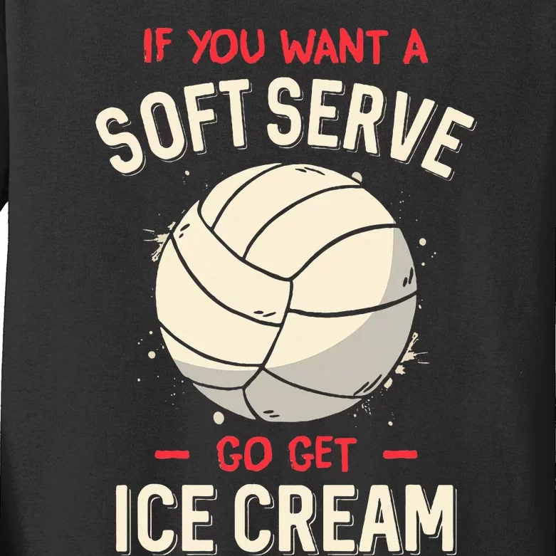 Volleyball Soft Serve Pun Design Kids Long Sleeve Shirt