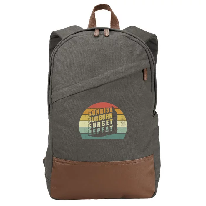 Vintage Sunrise Sunburn Sunset Repeat Country Music Summer Gift Cotton Canvas Backpack