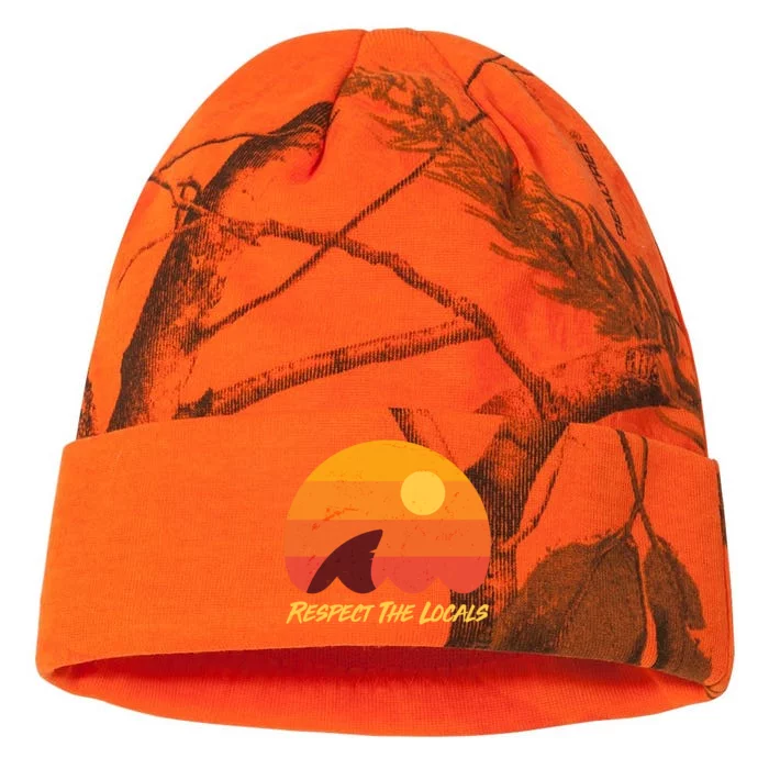 Vintage Sunset Shark Respect The Locals Kati - 12in Camo Beanie