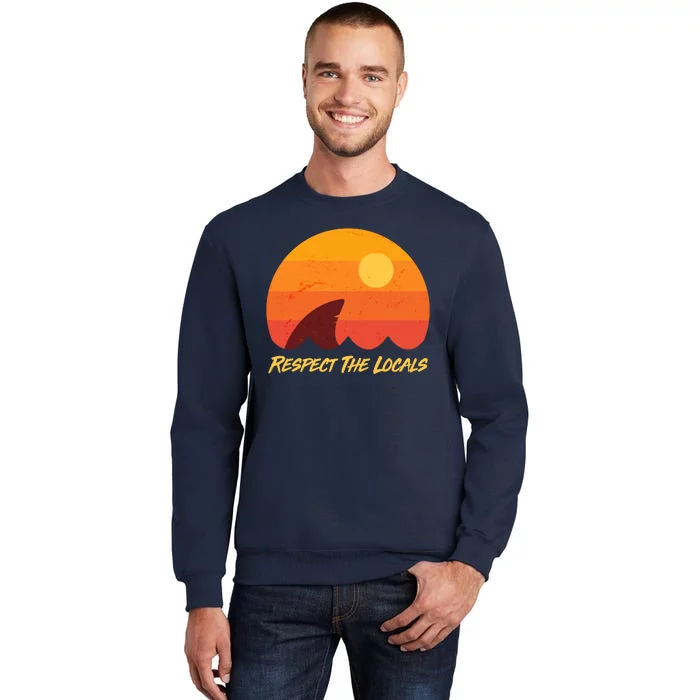 Vintage Sunset Shark Respect The Locals Sweatshirt