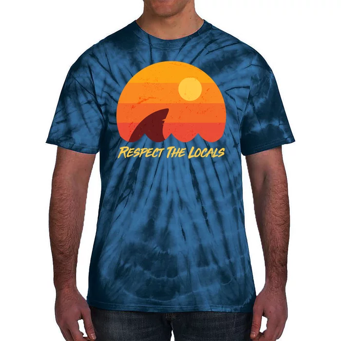 Vintage Sunset Shark Respect The Locals Tie-Dye T-Shirt