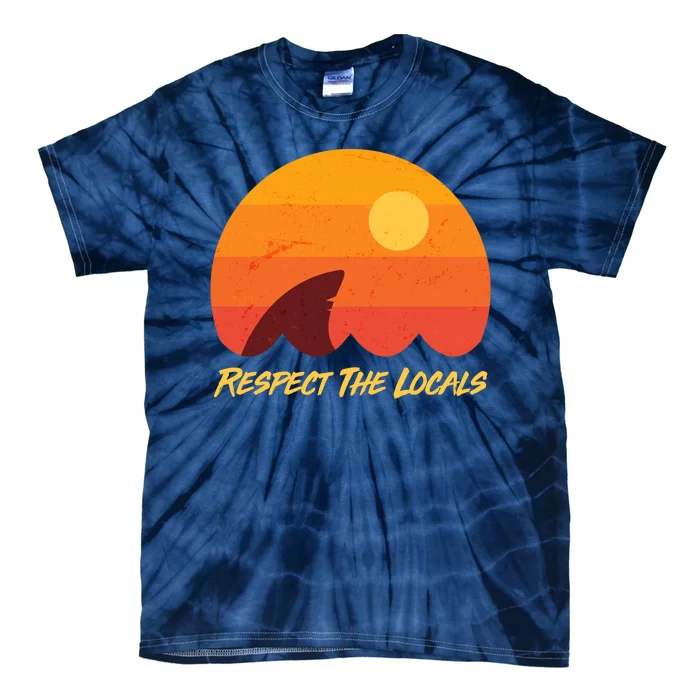 Vintage Sunset Shark Respect The Locals Tie-Dye T-Shirt