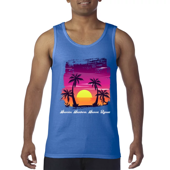 Vintage Sunset Sunrise Sunburn Sunset Repeat Summer Beach Gift Tank Top