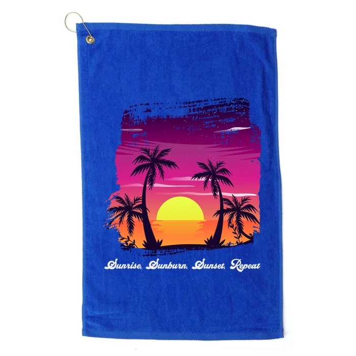 Vintage Sunset Sunrise Sunburn Sunset Repeat Summer Beach Gift Platinum Collection Golf Towel