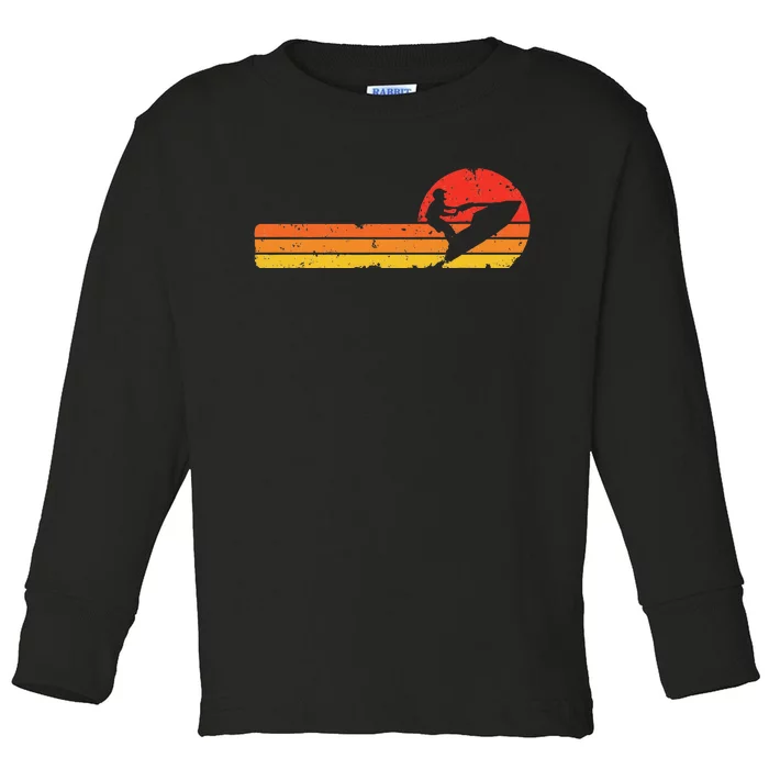 Vintage Standup Sunset Jetski Rider Toddler Long Sleeve Shirt