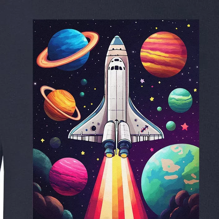 Vibrant Space Shuttle Rocket Launch Toddler Sweatshirt