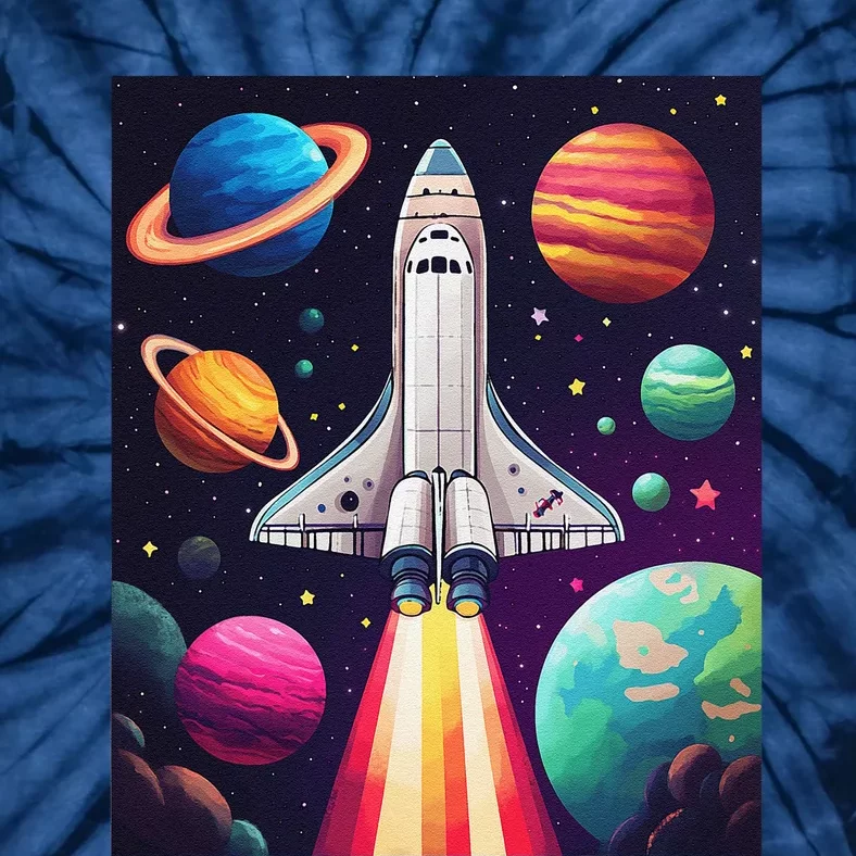 Vibrant Space Shuttle Rocket Launch Tie-Dye T-Shirt